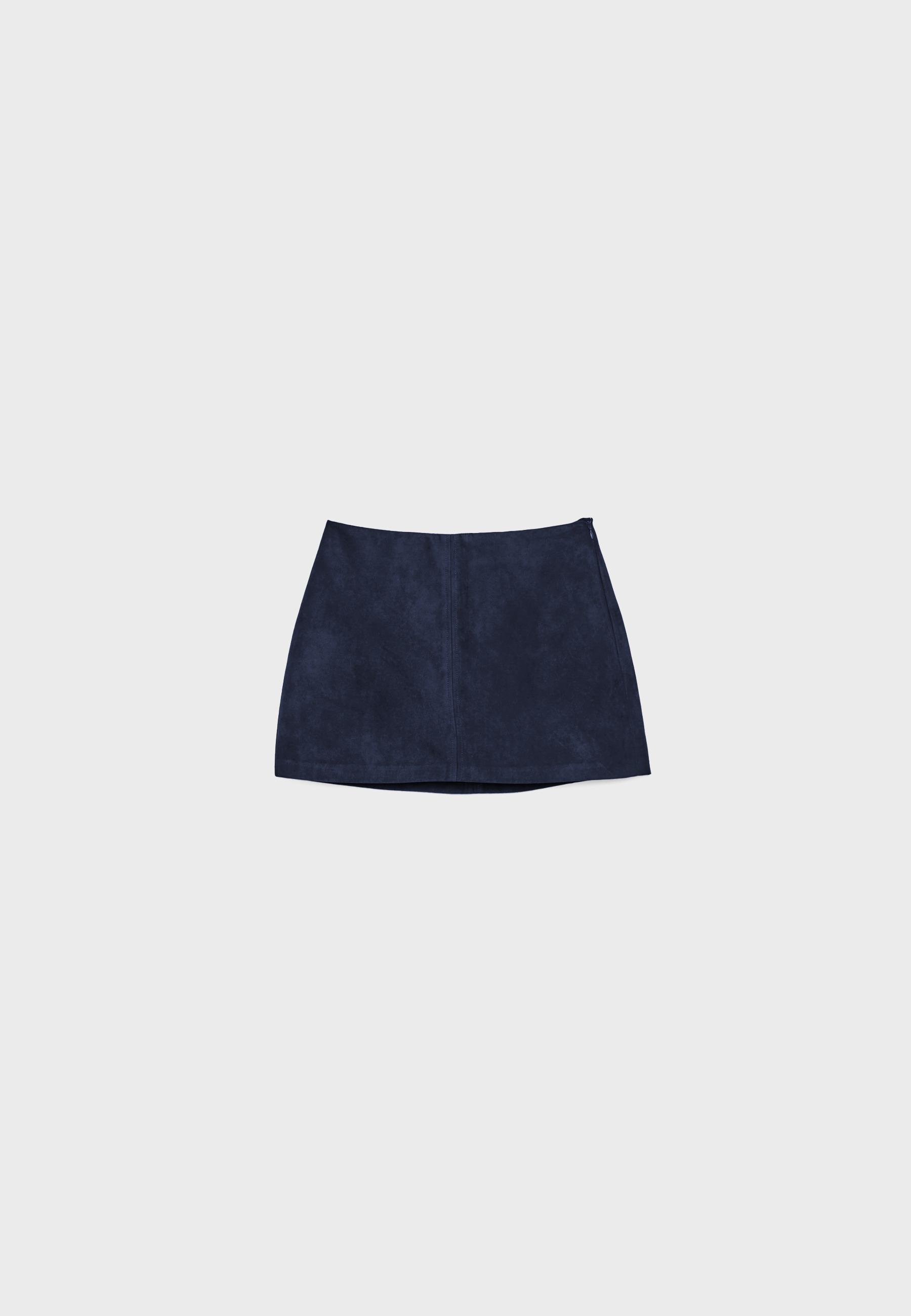 Faux suede mini skort — Navy blue