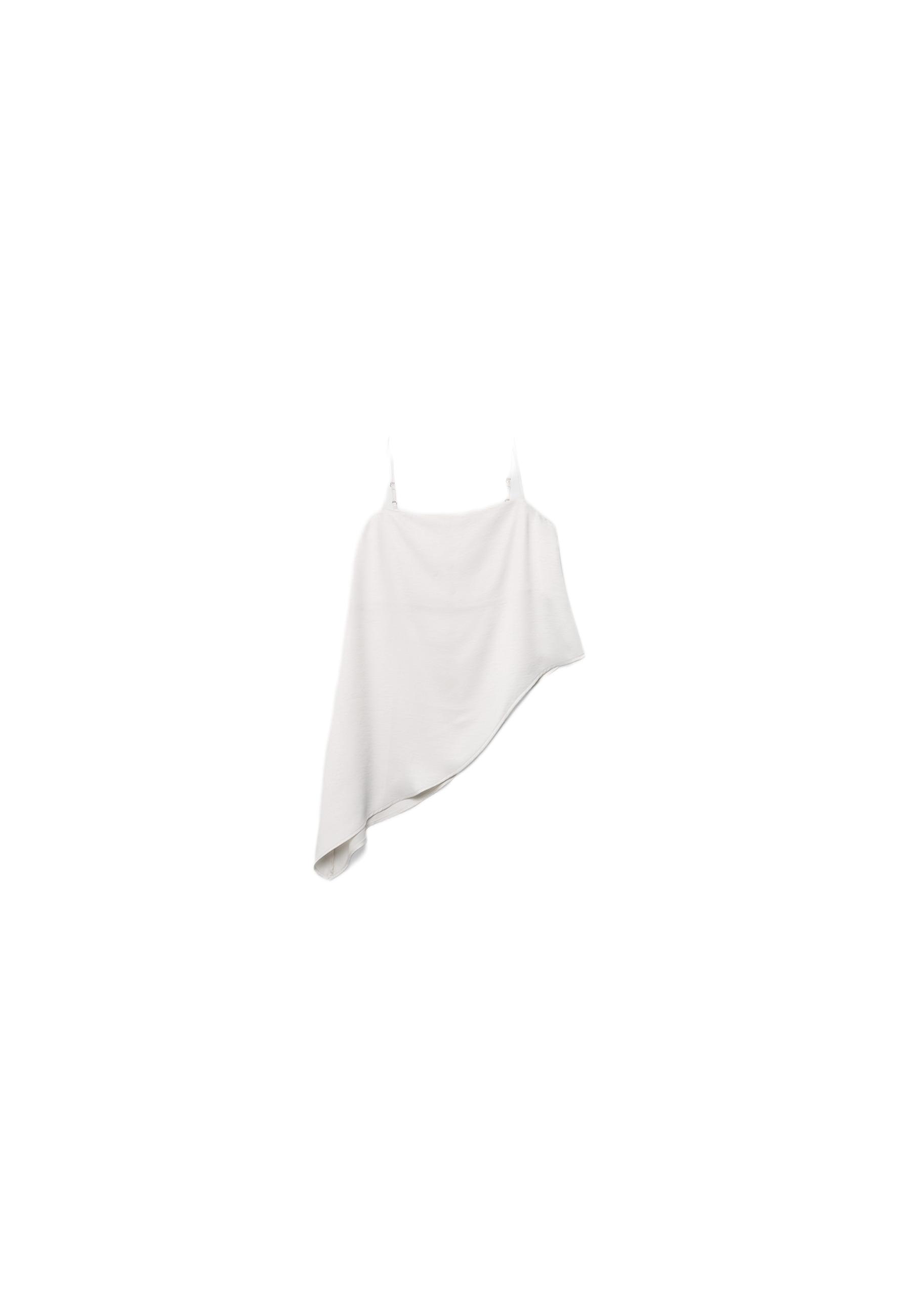 Satin asymmetric hem top — Ecru