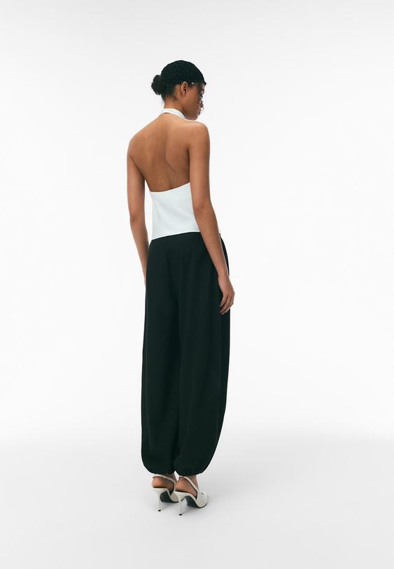 Stradivarius Top Halter Satinat Alb M