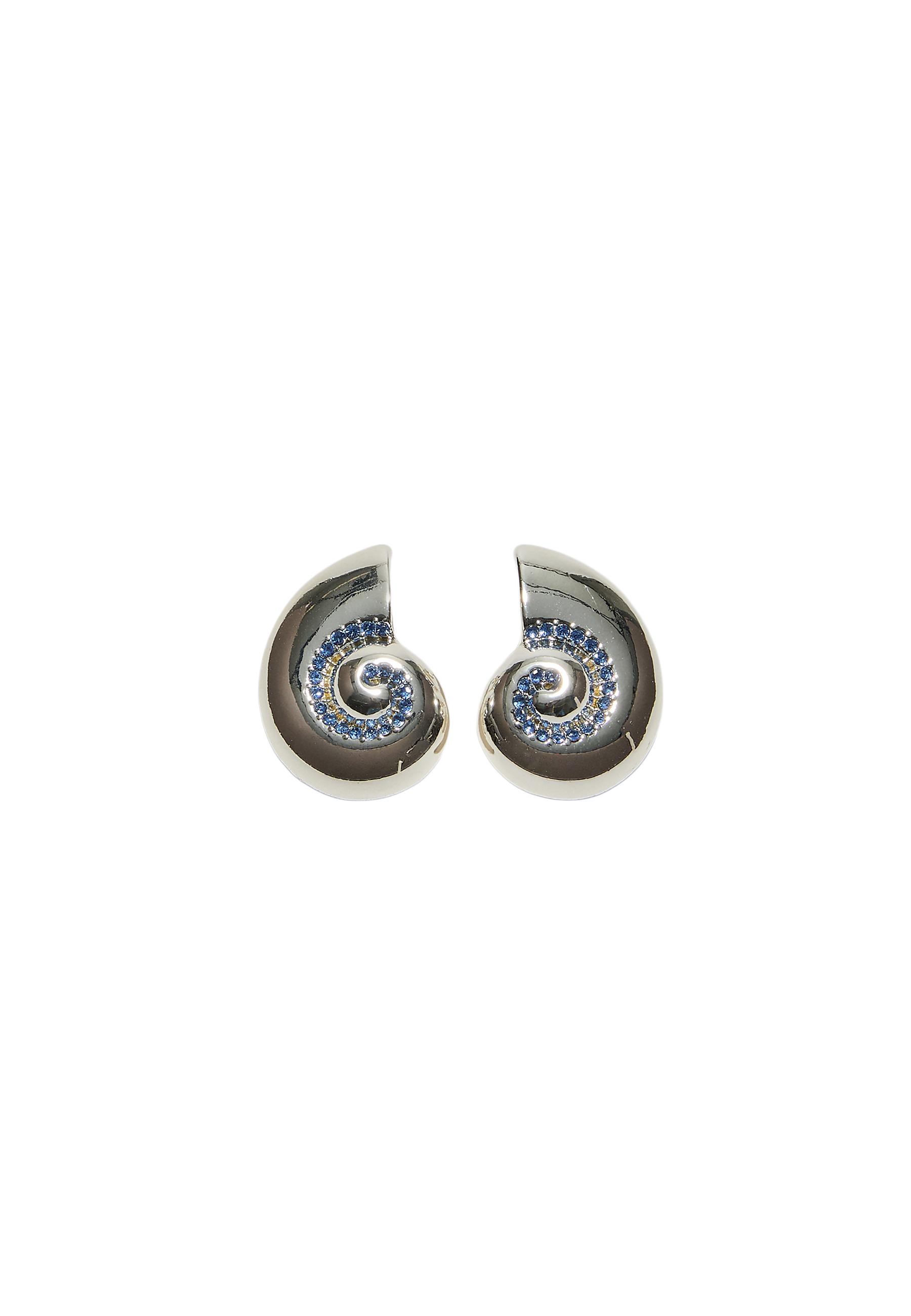 Seashell rhinestone earrings — Grey