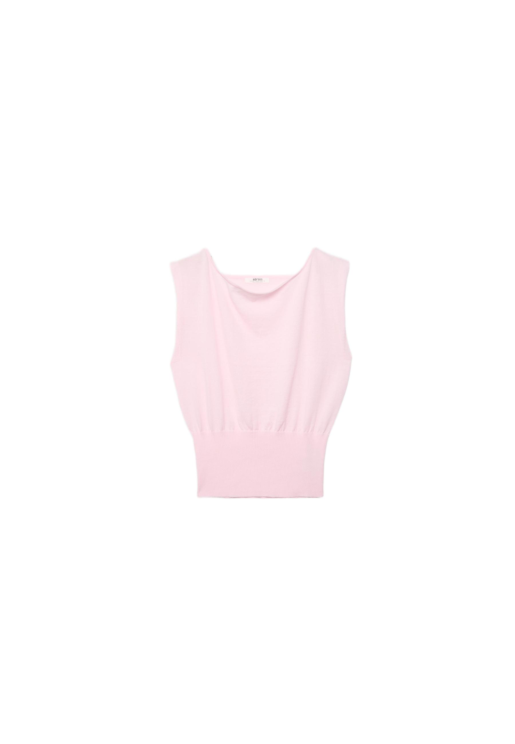 Knit top with sash — Pastel pink