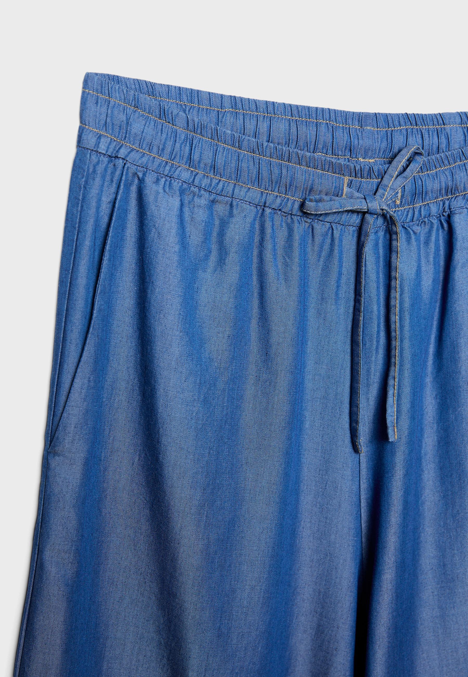 Flowing denim culottes — MEDIUM BLUE DENIM