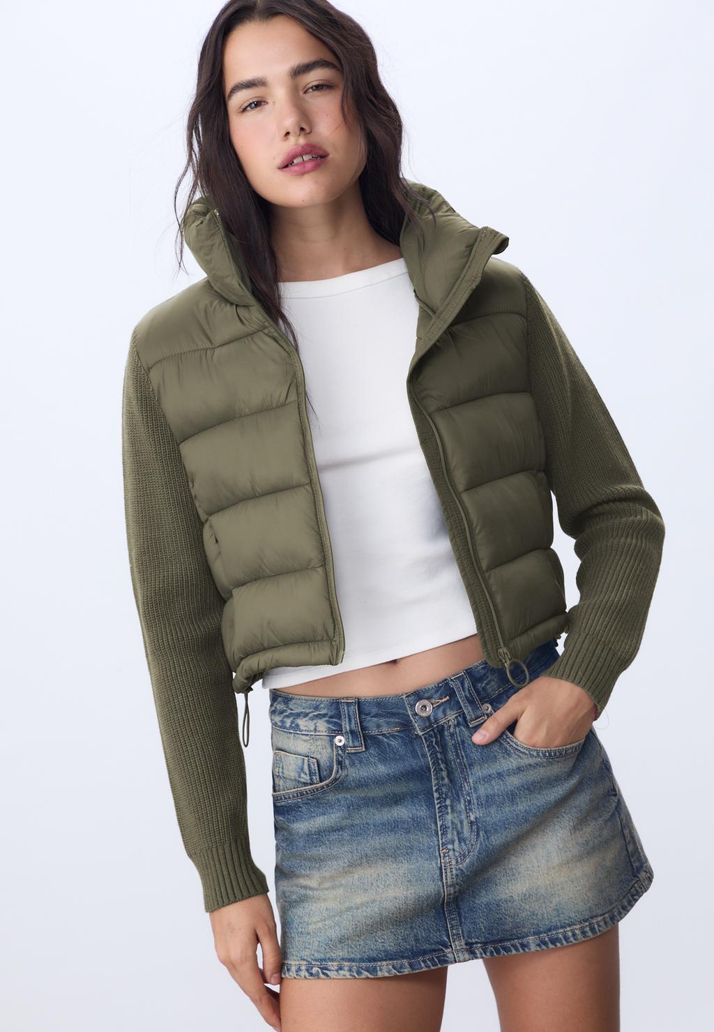 Cazadora acolchada mangas tricot