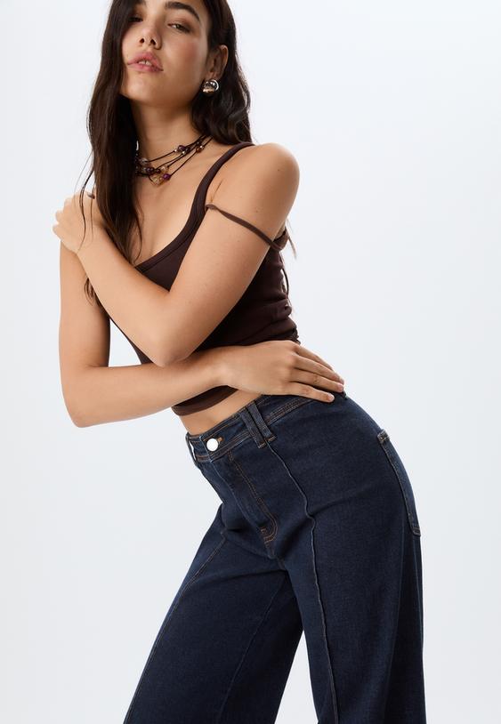 d63 wide leg jeans with seams