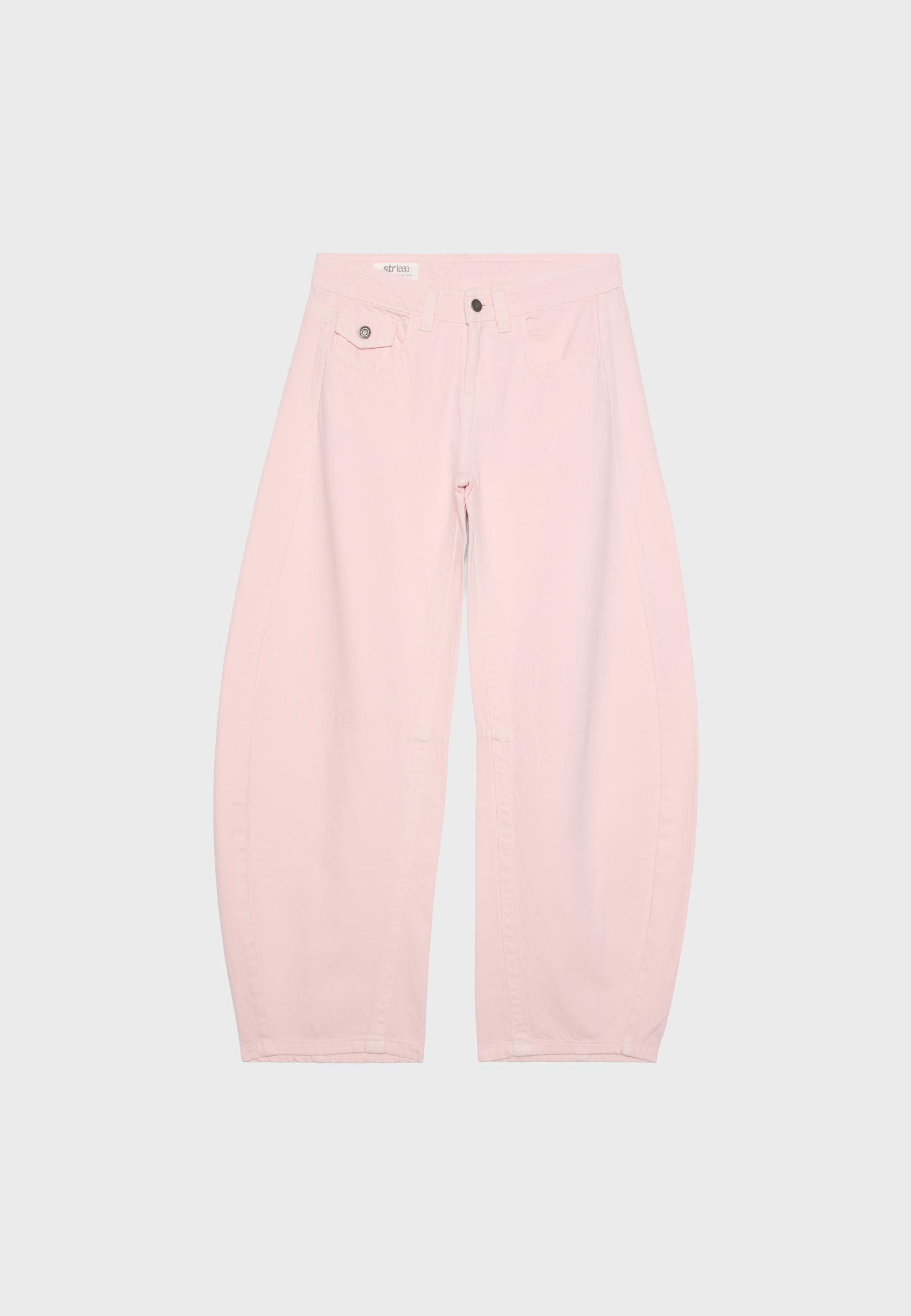 Low-rise barrel jeans — Pastel pink