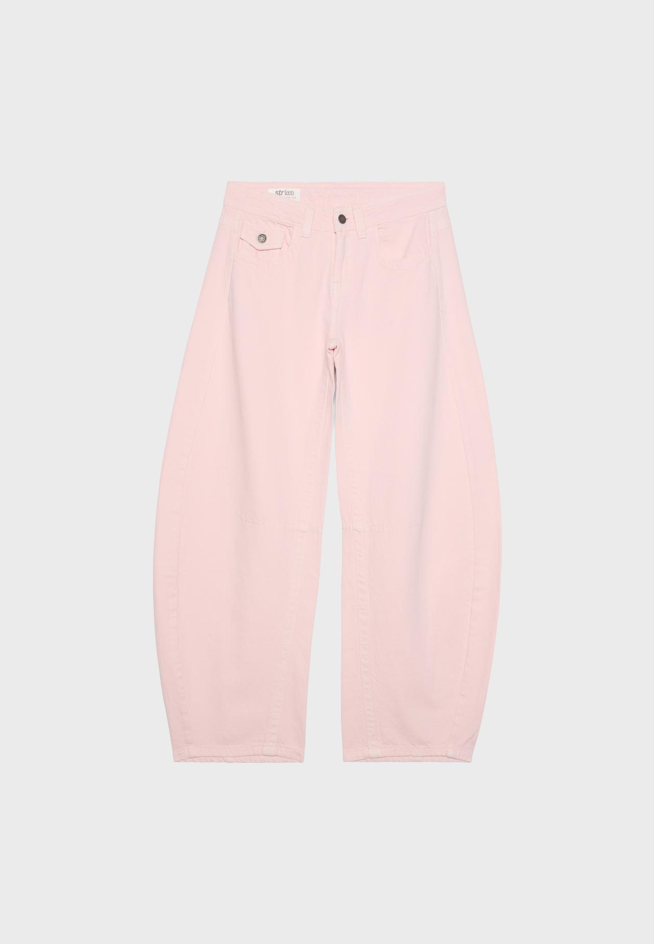 Low-rise barrel jeans — Pastel pink