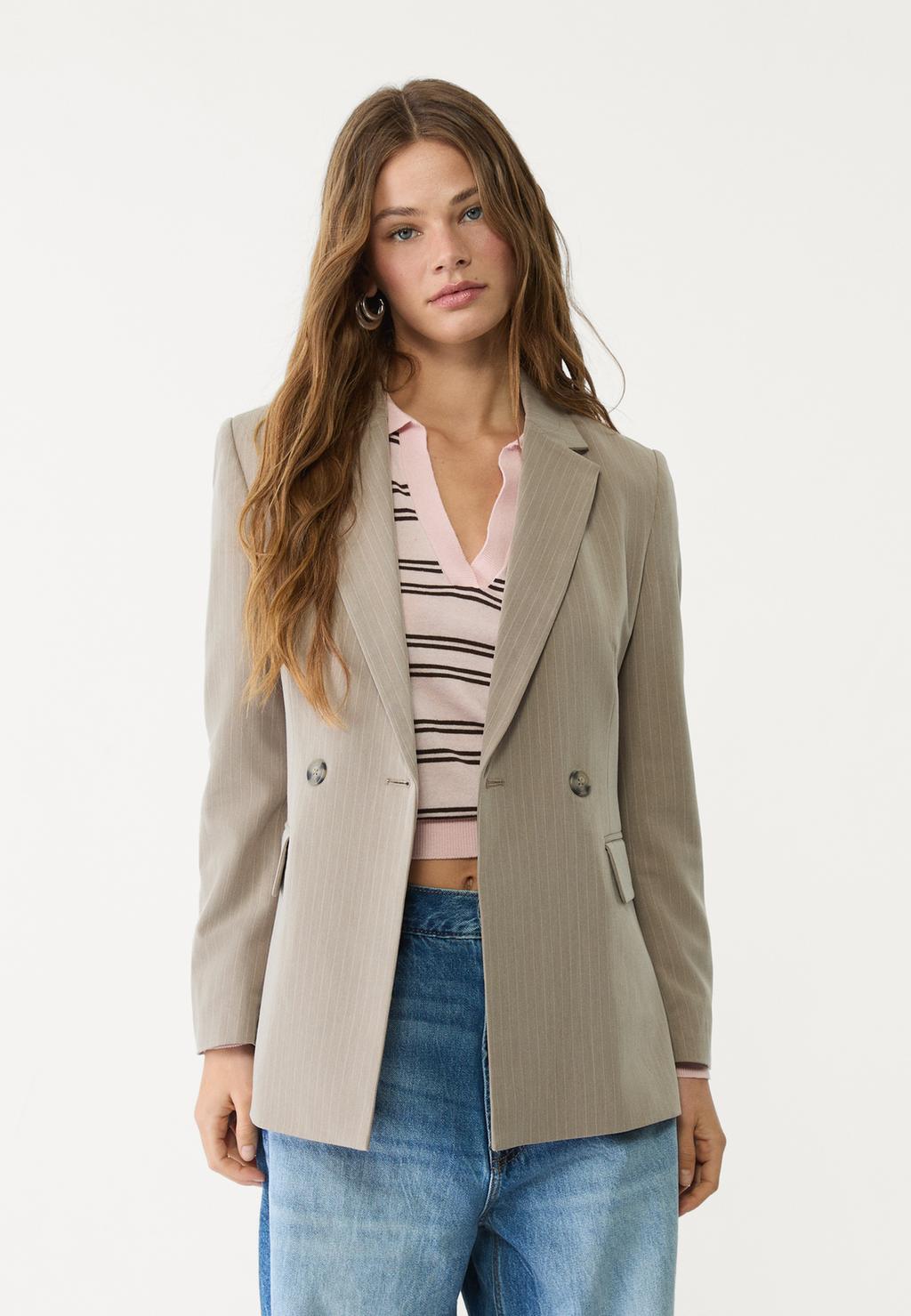 Slim fit kruvaze blazer
