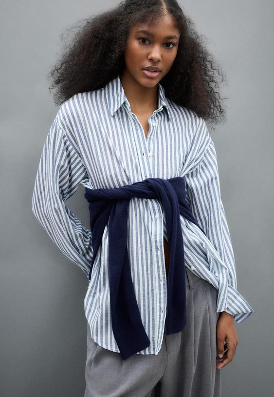 camisa fluida efecto lino