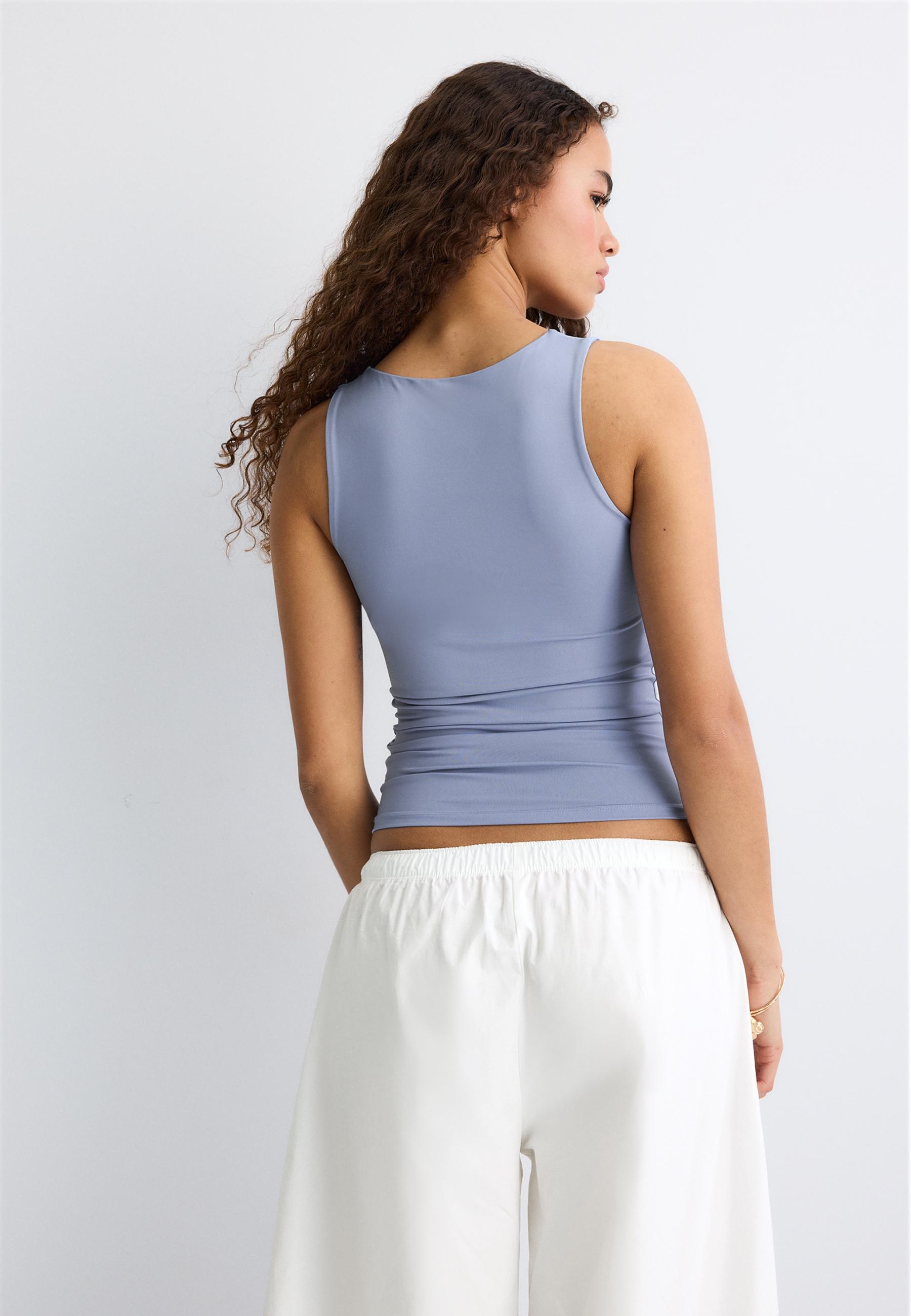 Polyamide wide-strap T-shirt — Sky blue