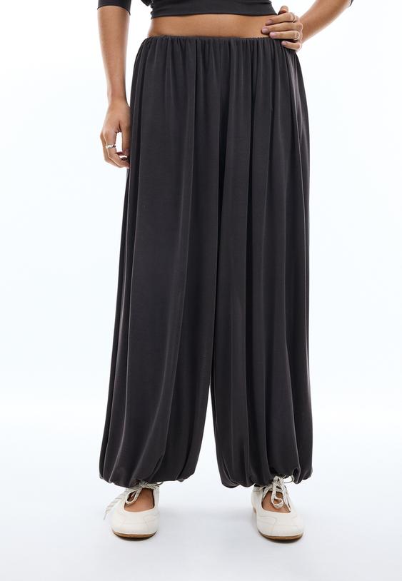 Stradivarius Pantalon Ballon Fluide Doux Gris Marengo Xs