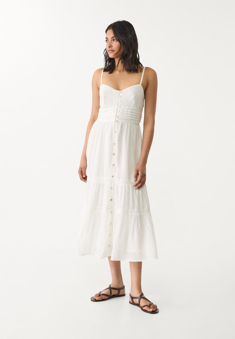 vestido fluido largo botones