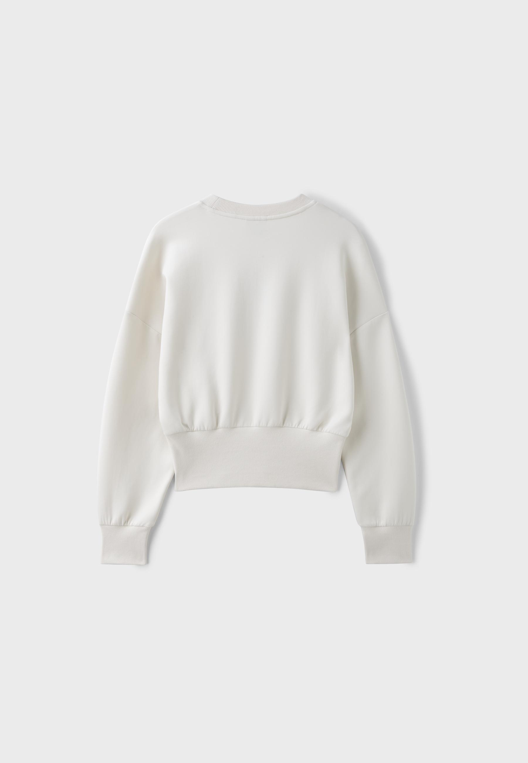 Cropped sweatshirt with wide waistband — Vanilla