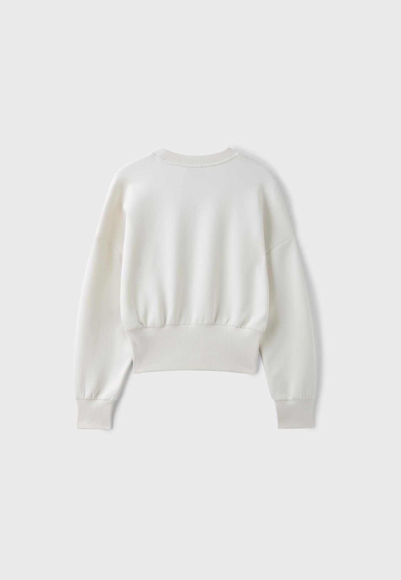 Cropped sweatshirt with waistband — Vanilla