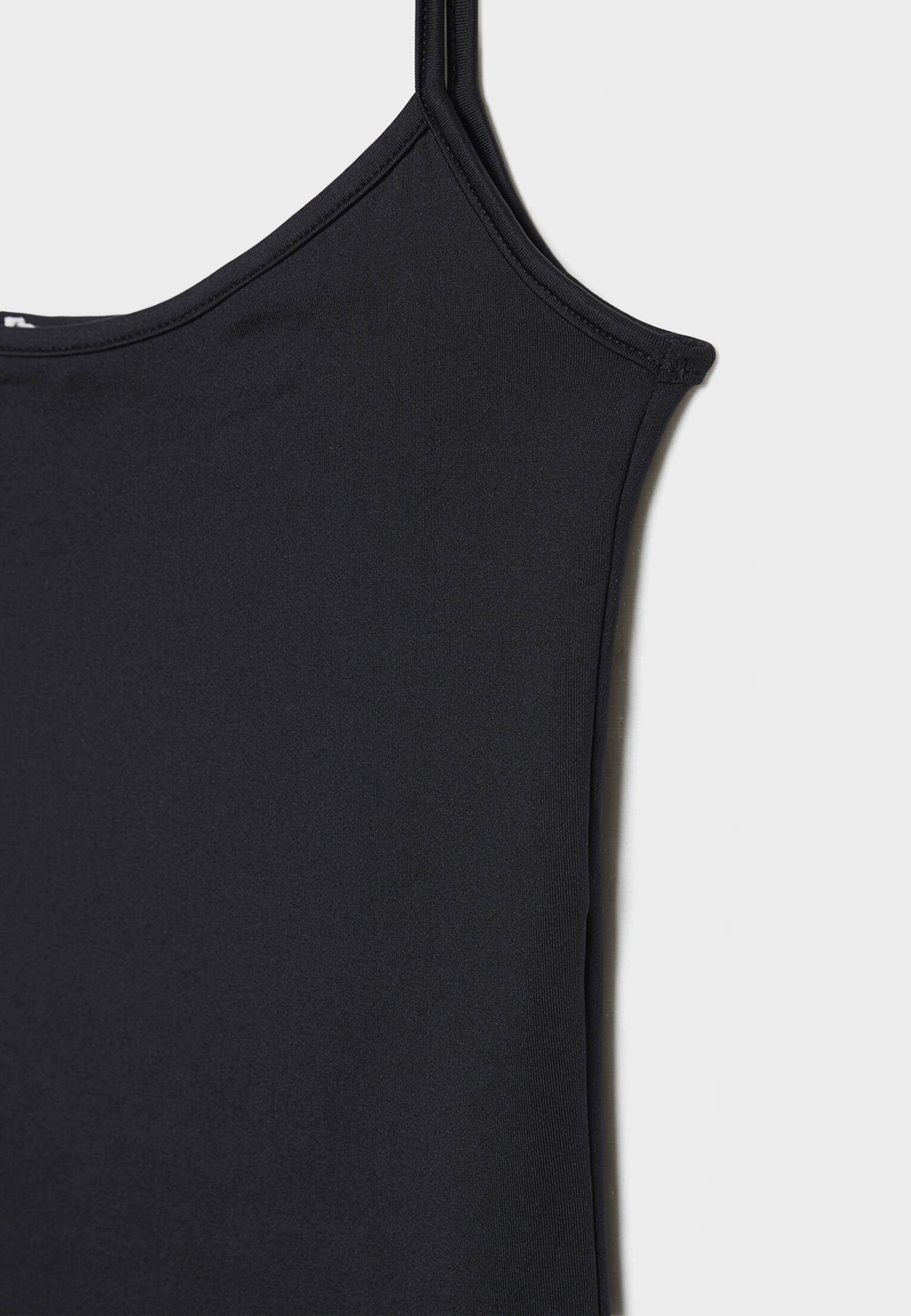 Strappy polyamide top — Black