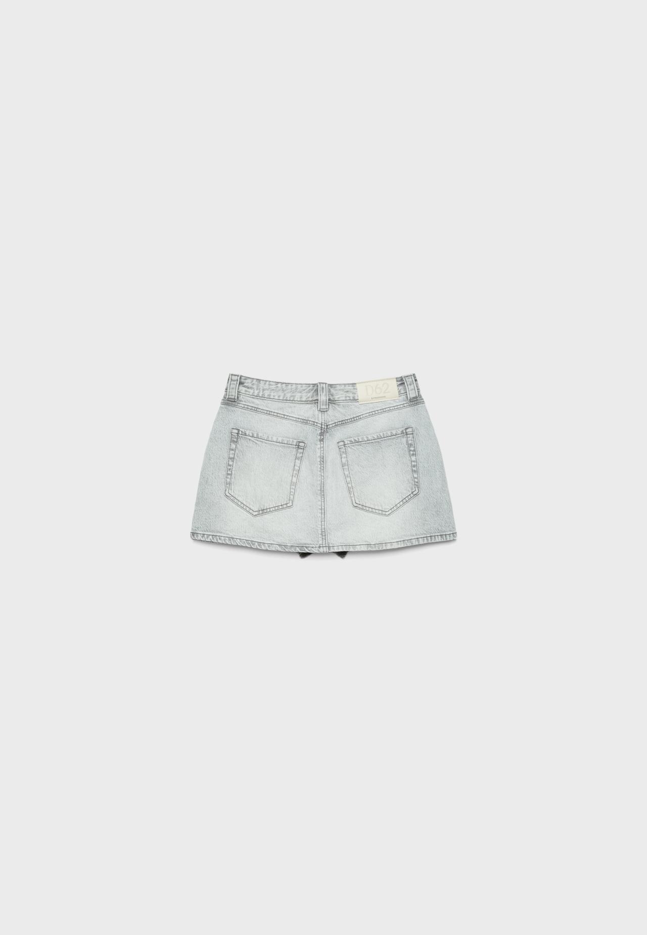 D62 denim skort — DARK GREY DENIM WASH