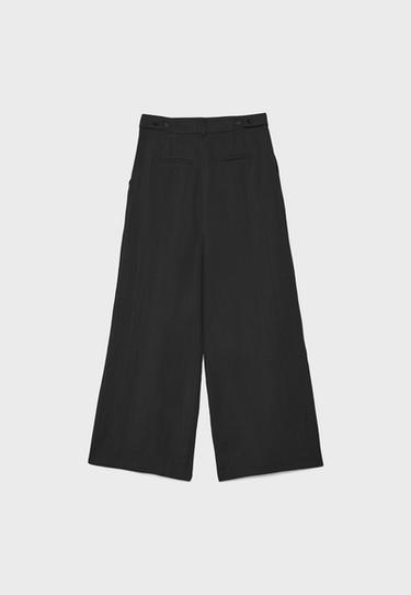 Adjustable rustic wide-leg button trousers — Black 8
