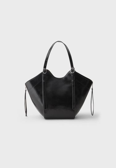 Shoulder shopper bag with buckles — Black 1