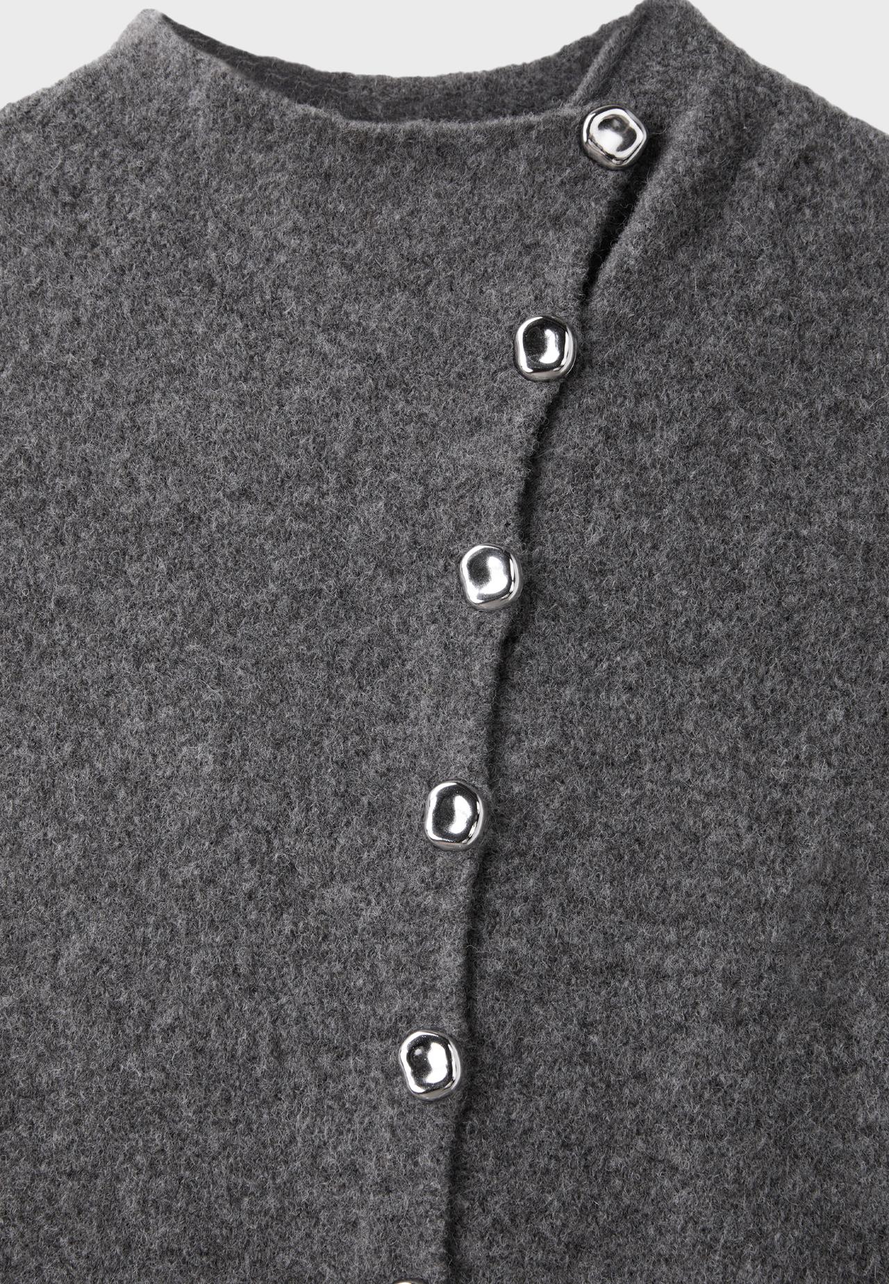 Short sleeve stand collar knit jumper — Dark grey