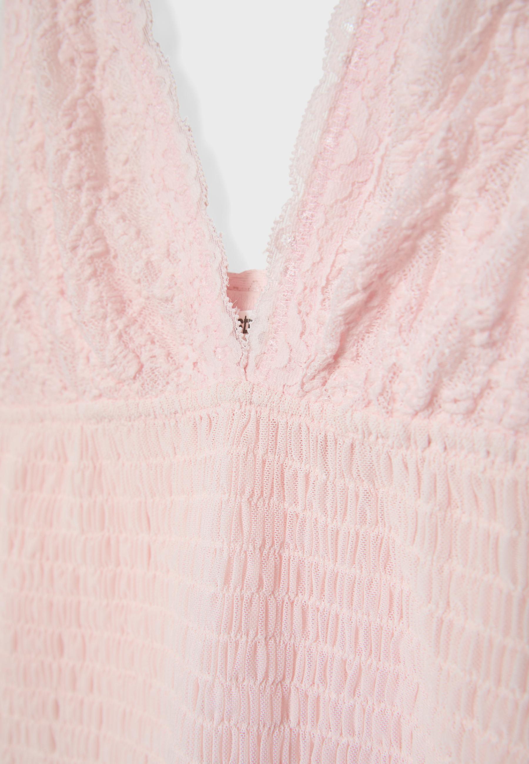 Smocked lace lingerie top — Pastel pink