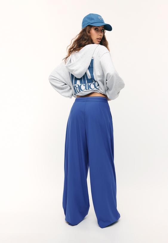 Stradivarius Soft-Touch Palazzo Jogger Trousers Royal Blue M