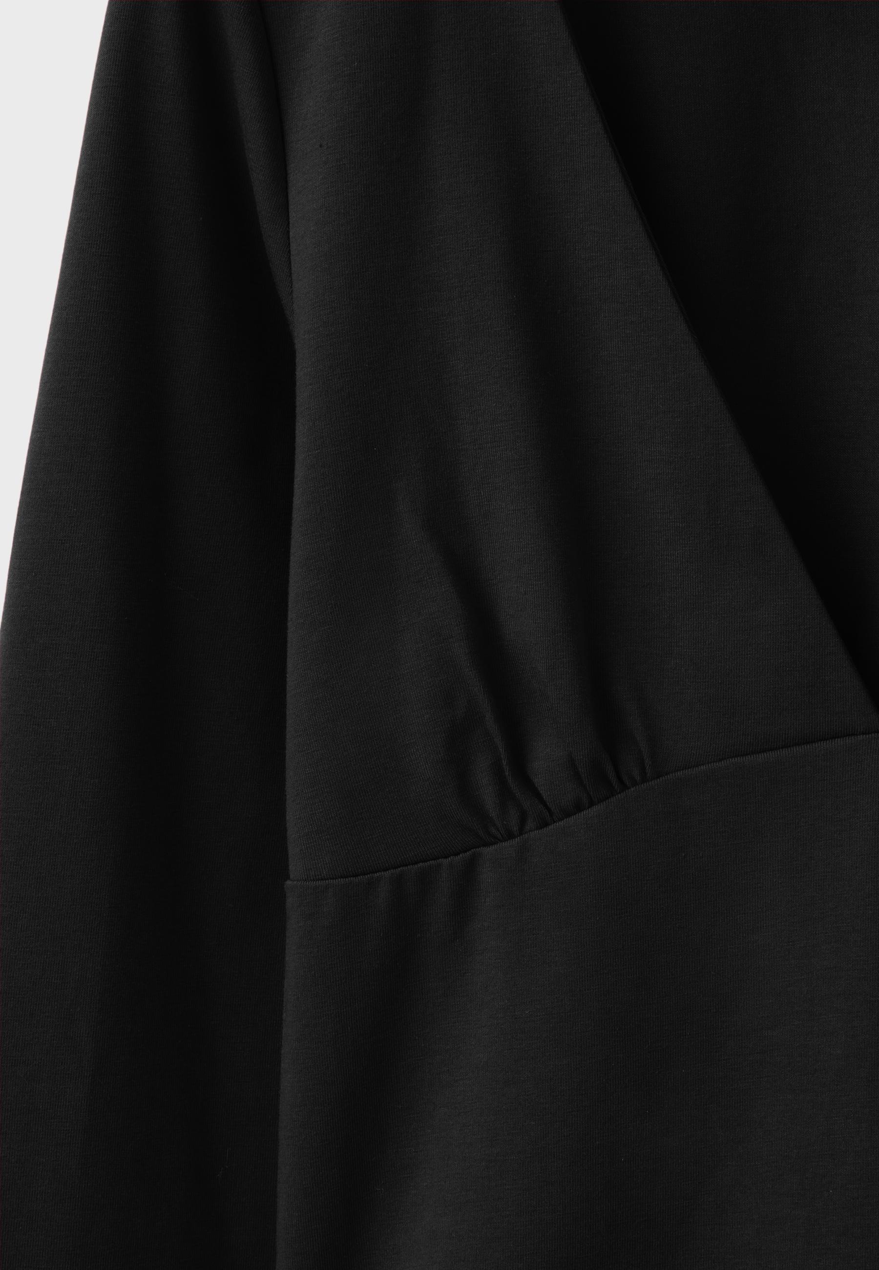 Under-bust cut long sleeve T-shirt — Black