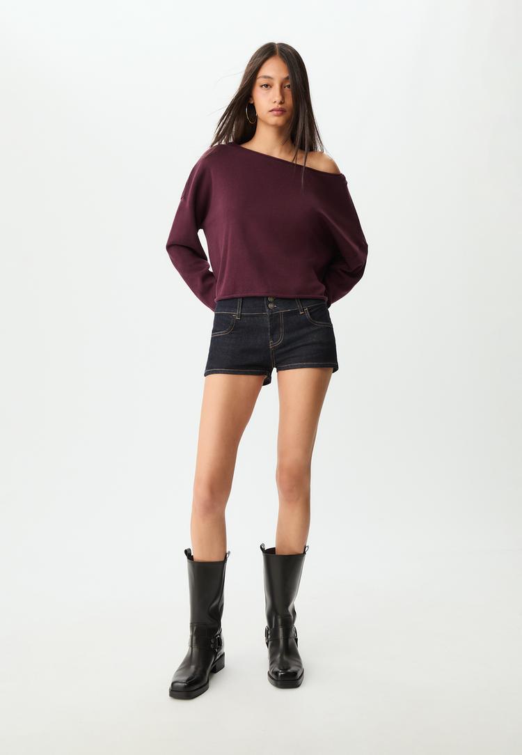maglia crop scollo a barchetta