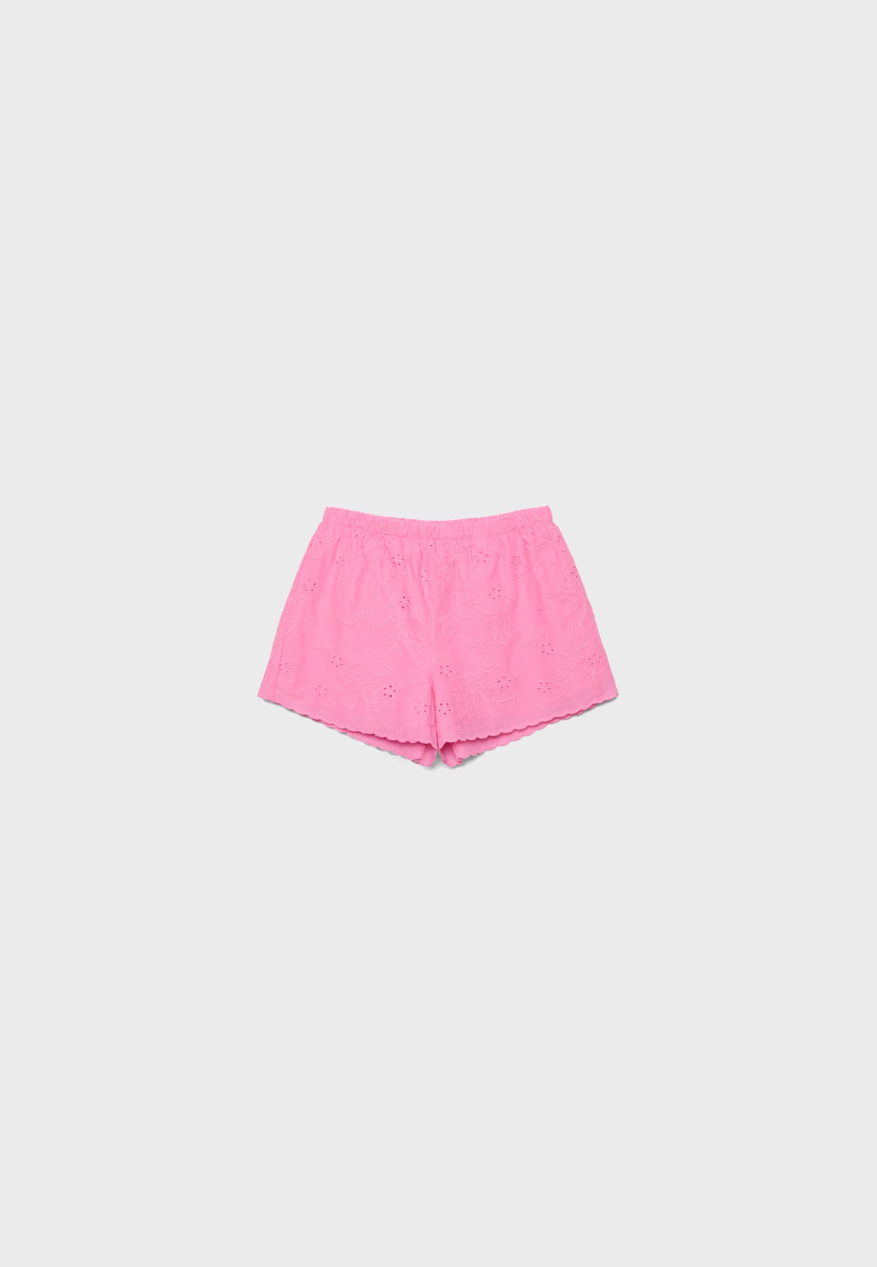 Embroidered shorts — Bubblegum pink