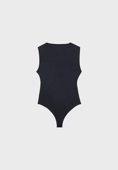 Polyamide square neckline bodysuit — Black 8
