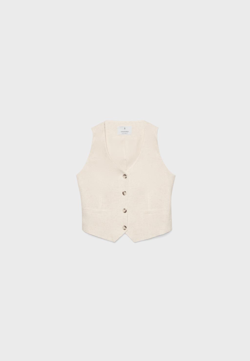 Gilet van linnenmix met knopen