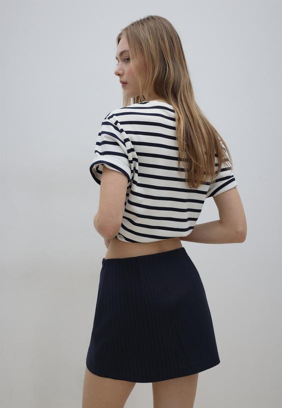 Stradivarius Skort With Side Split Navy Blue M