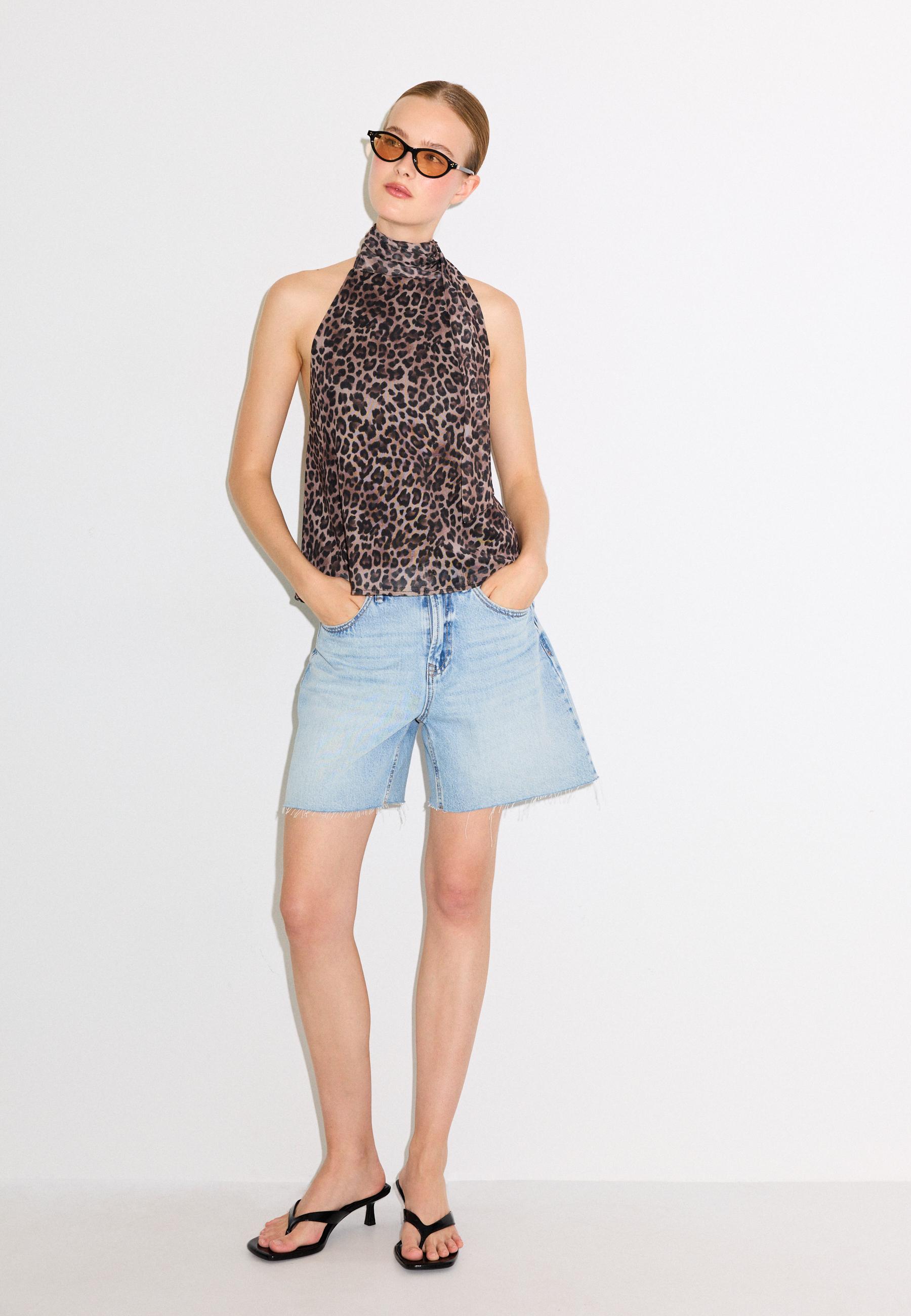 Halter yaka desenli tül top - Görsel 3