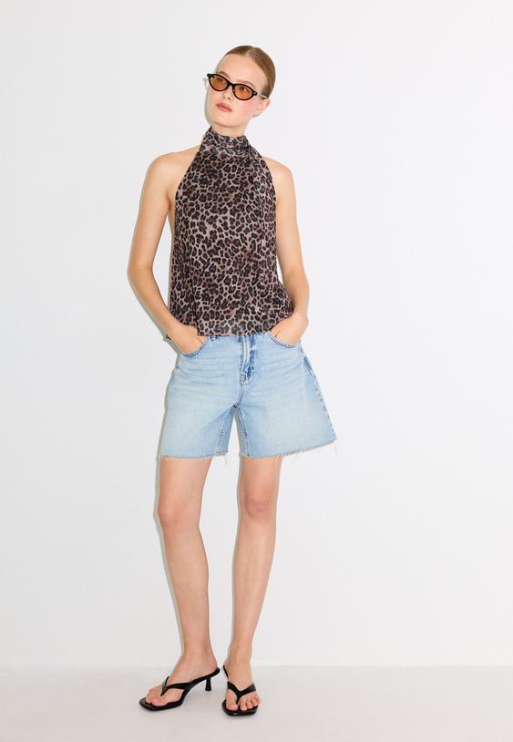 halter yaka desenli tul top