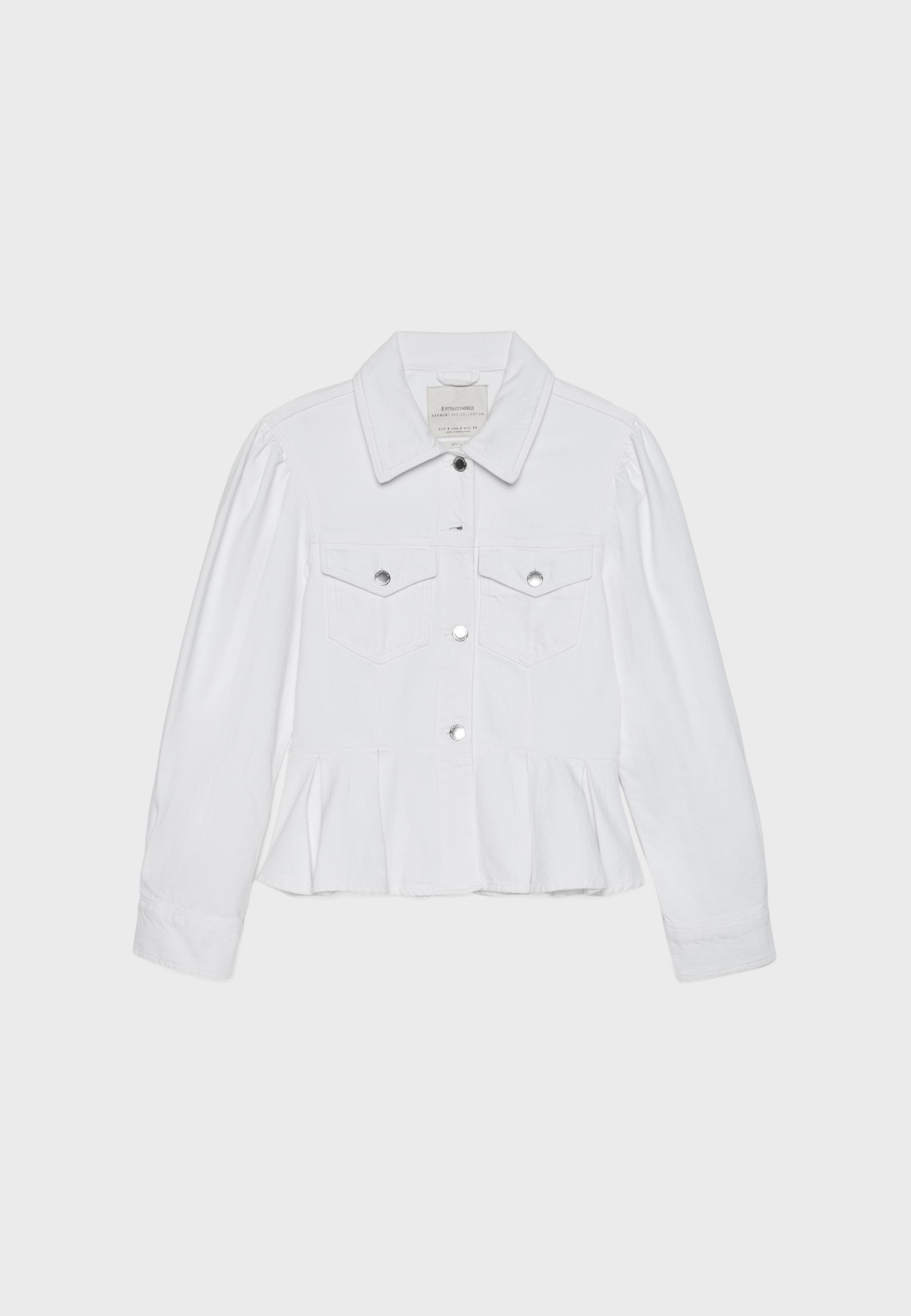 Peplum denim jacket — White