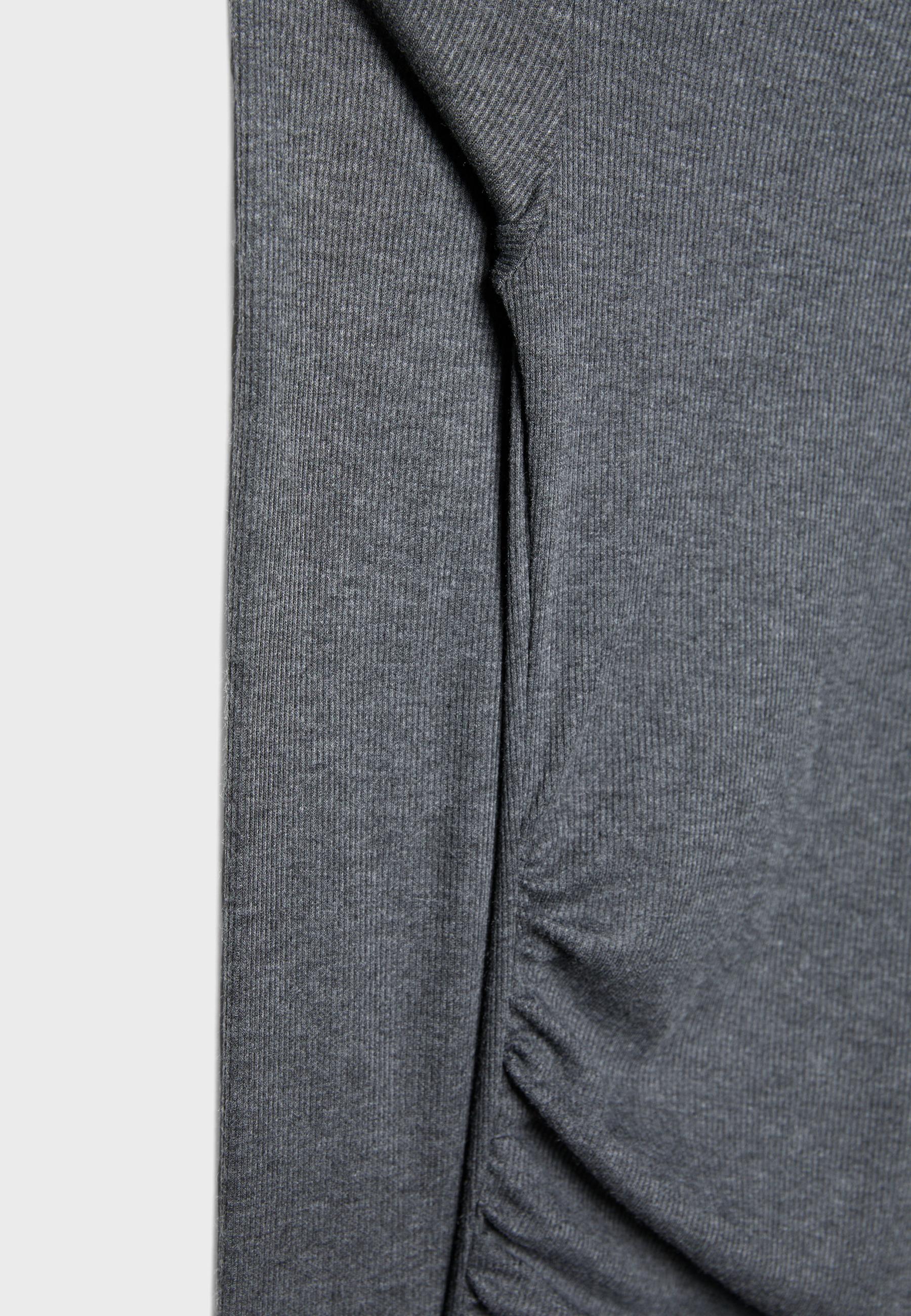 Asymmetric T-shirt with gathered detail — Dark grey