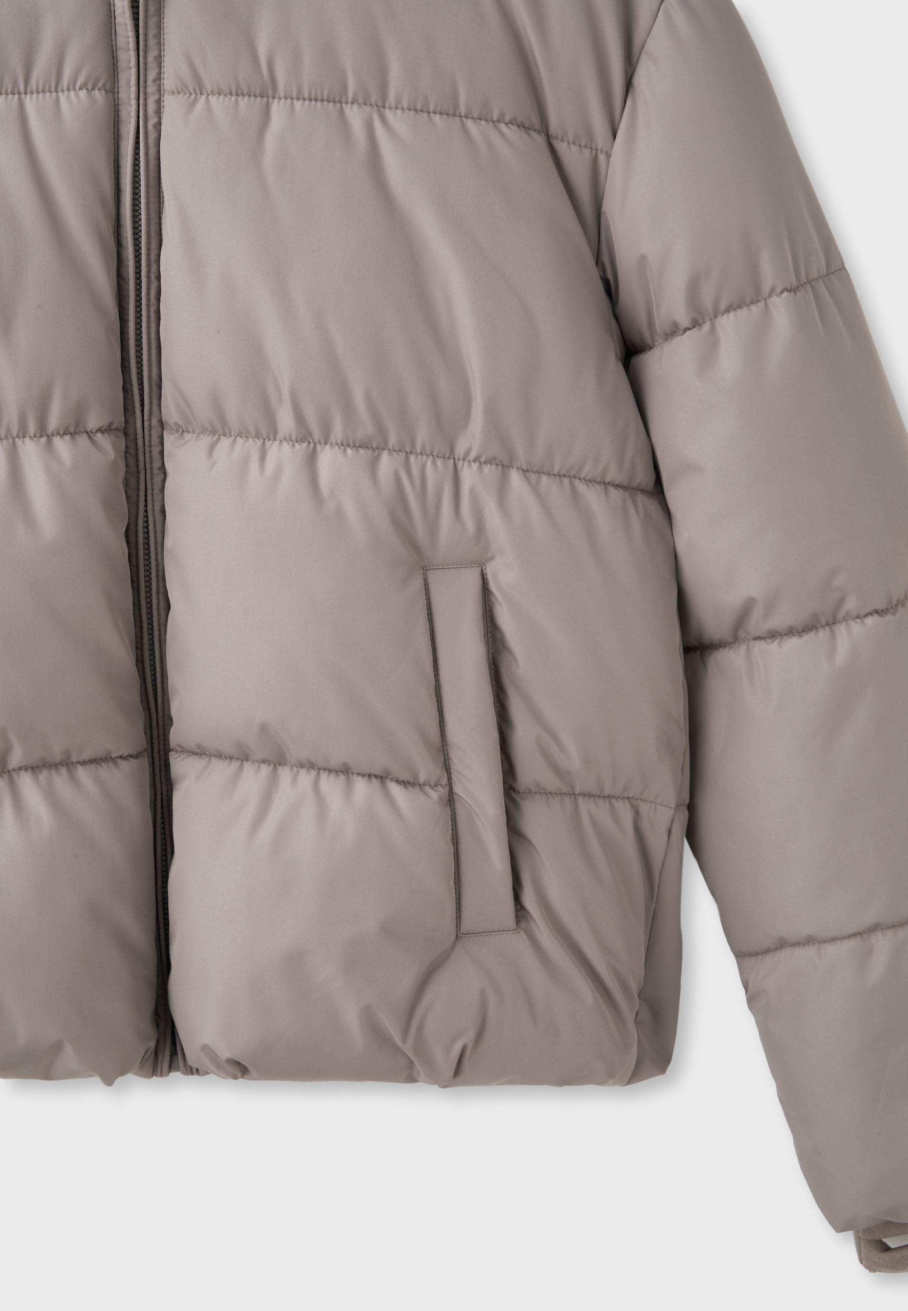 Basic hooded puffer jacket — Brown