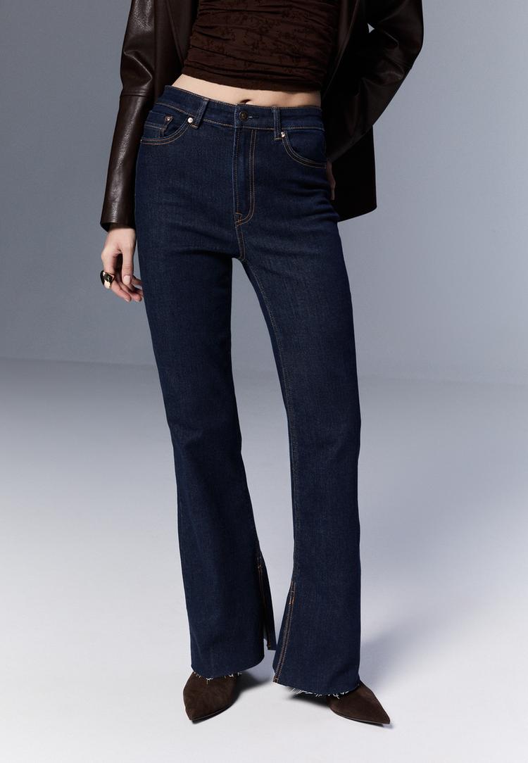 d74 slit fit flared jeans