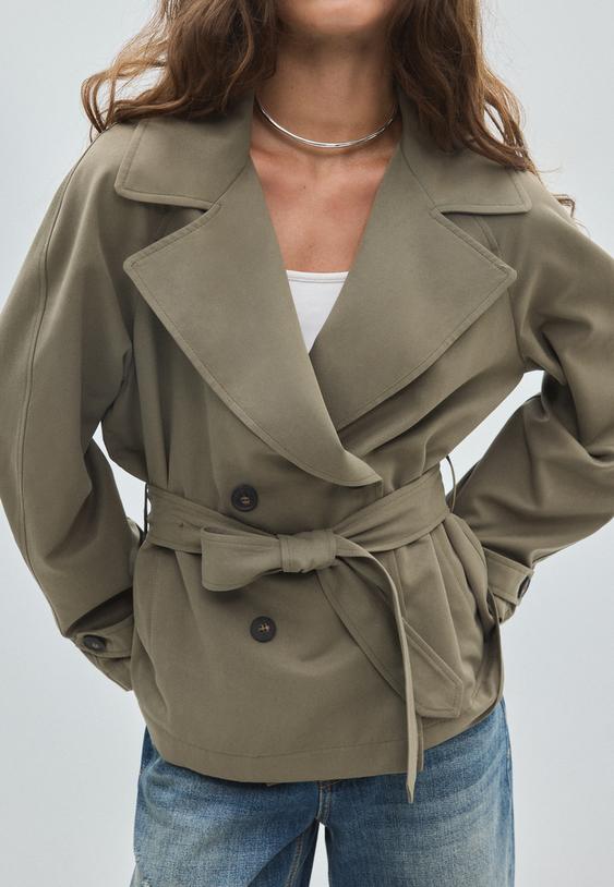 short flowing belted trench coat