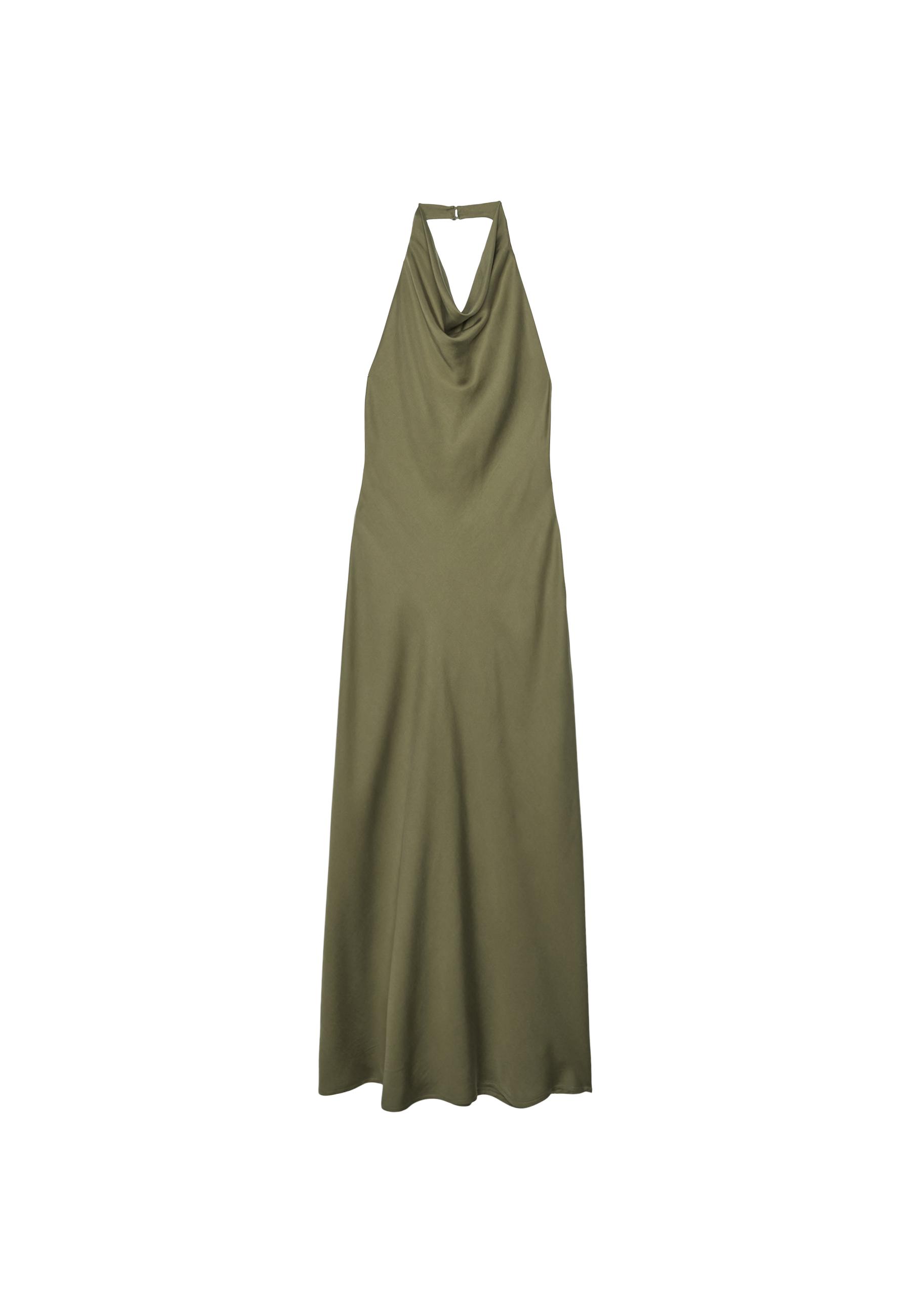 Sırtı açık halter midi elbise - Görsel 9