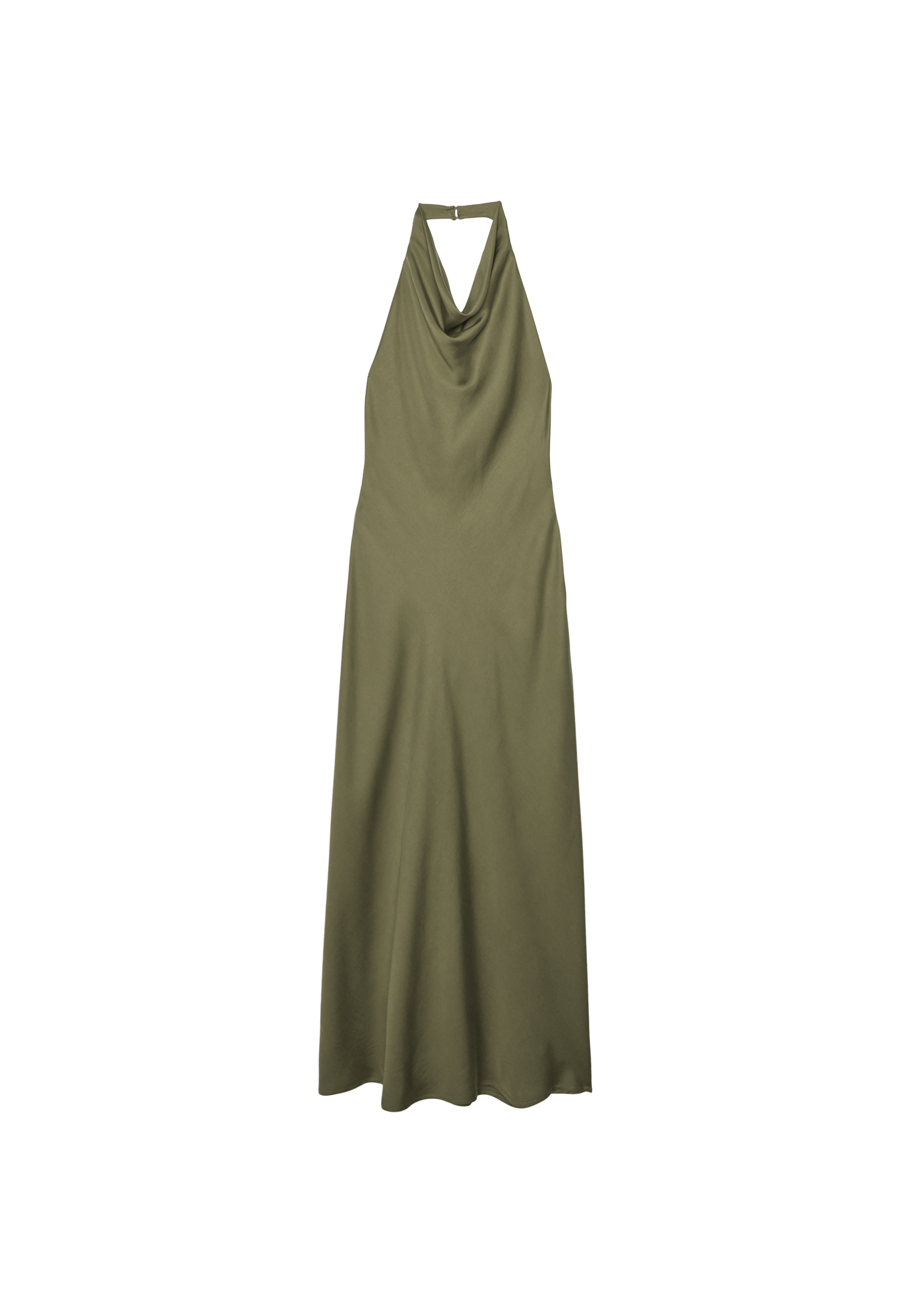 Backless halter midi dress — Olive green