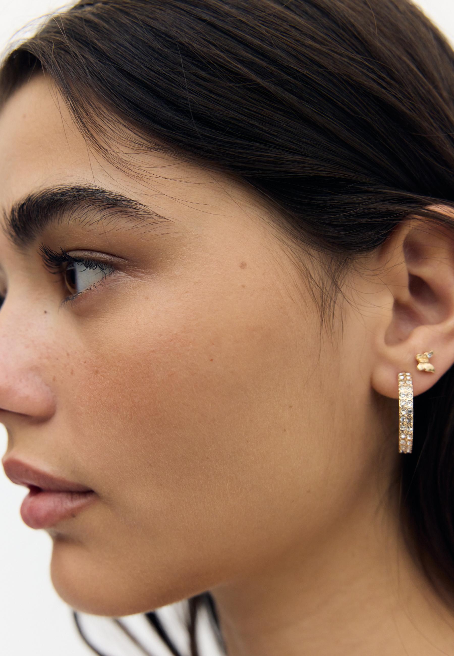 Set of 9 butterfly hoop earrings — Gold