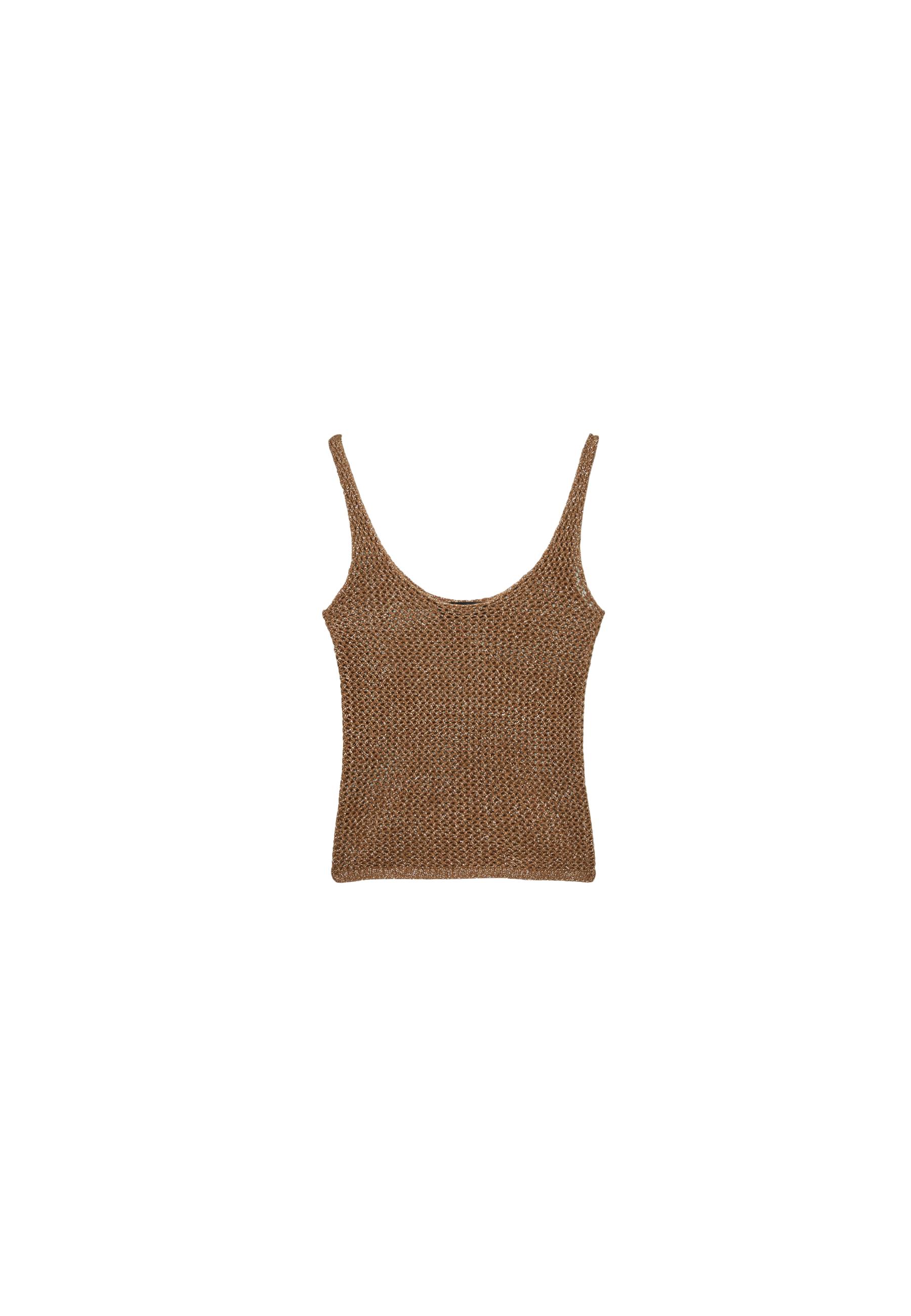 Metallic knit top — Brown