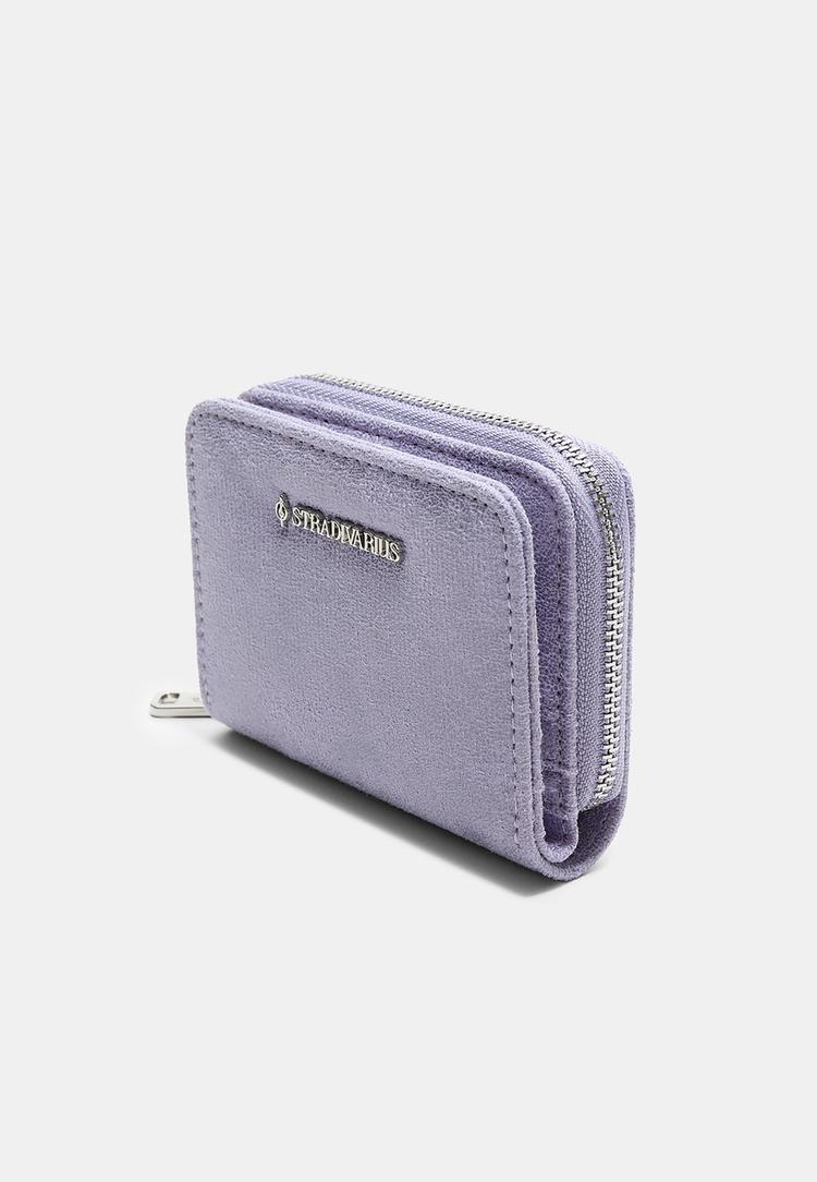 zipped faux suede card holder purse