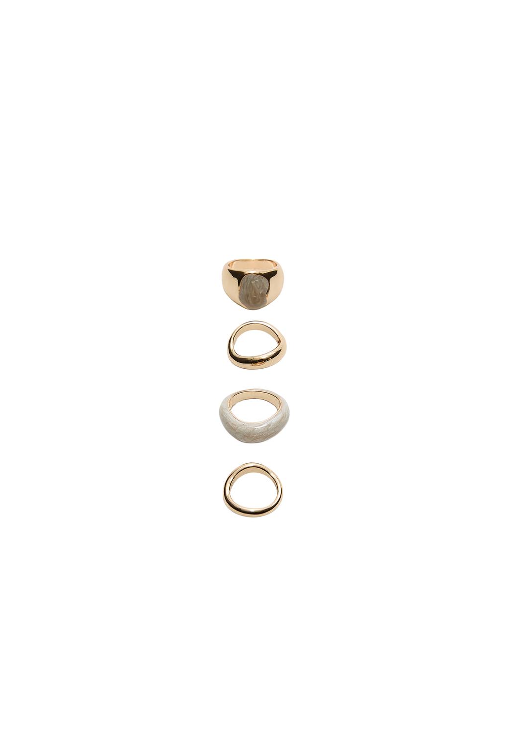 Set 4 anillos esmaltados