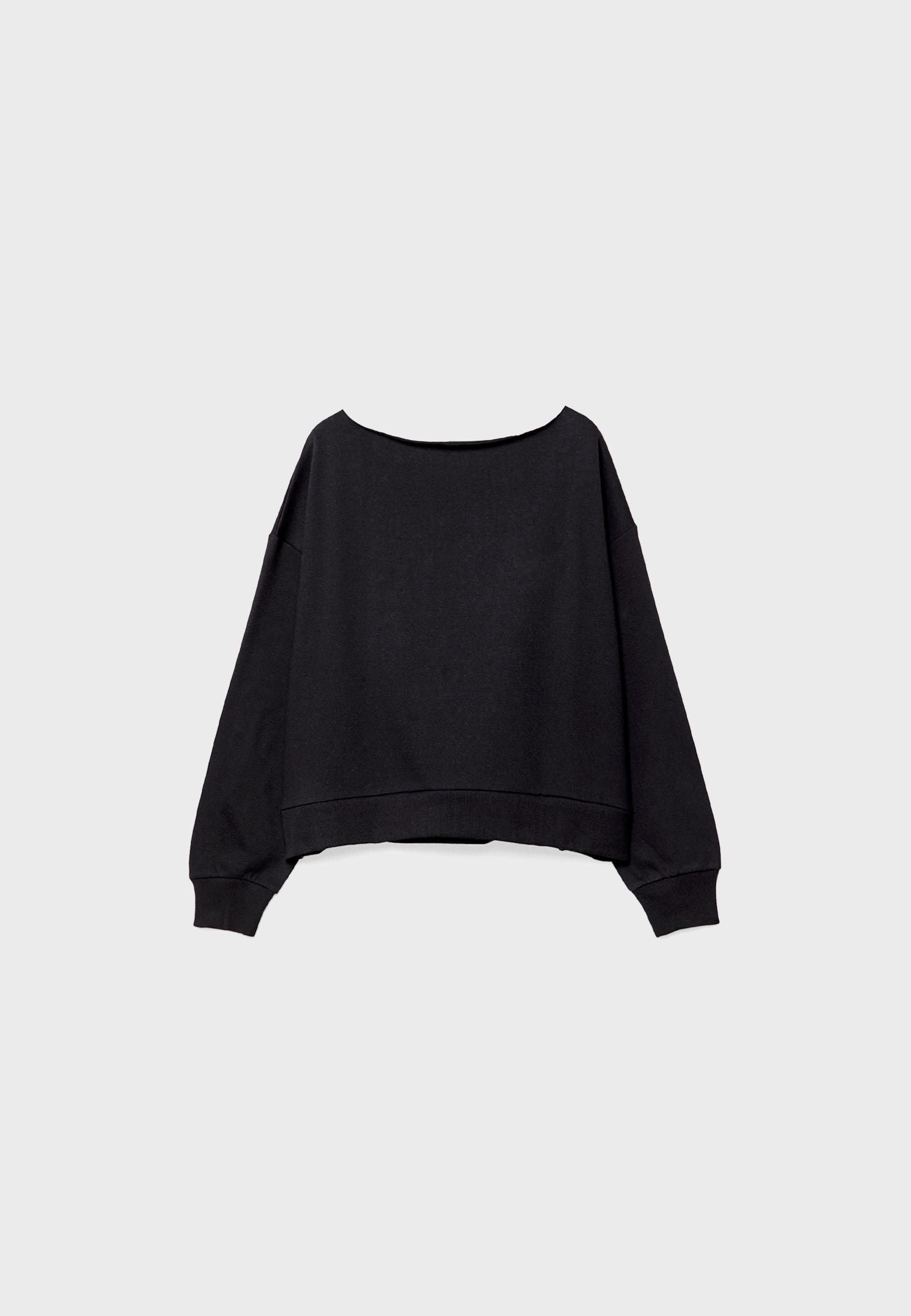 Basic off-the-shoulder sweatshirt — Black