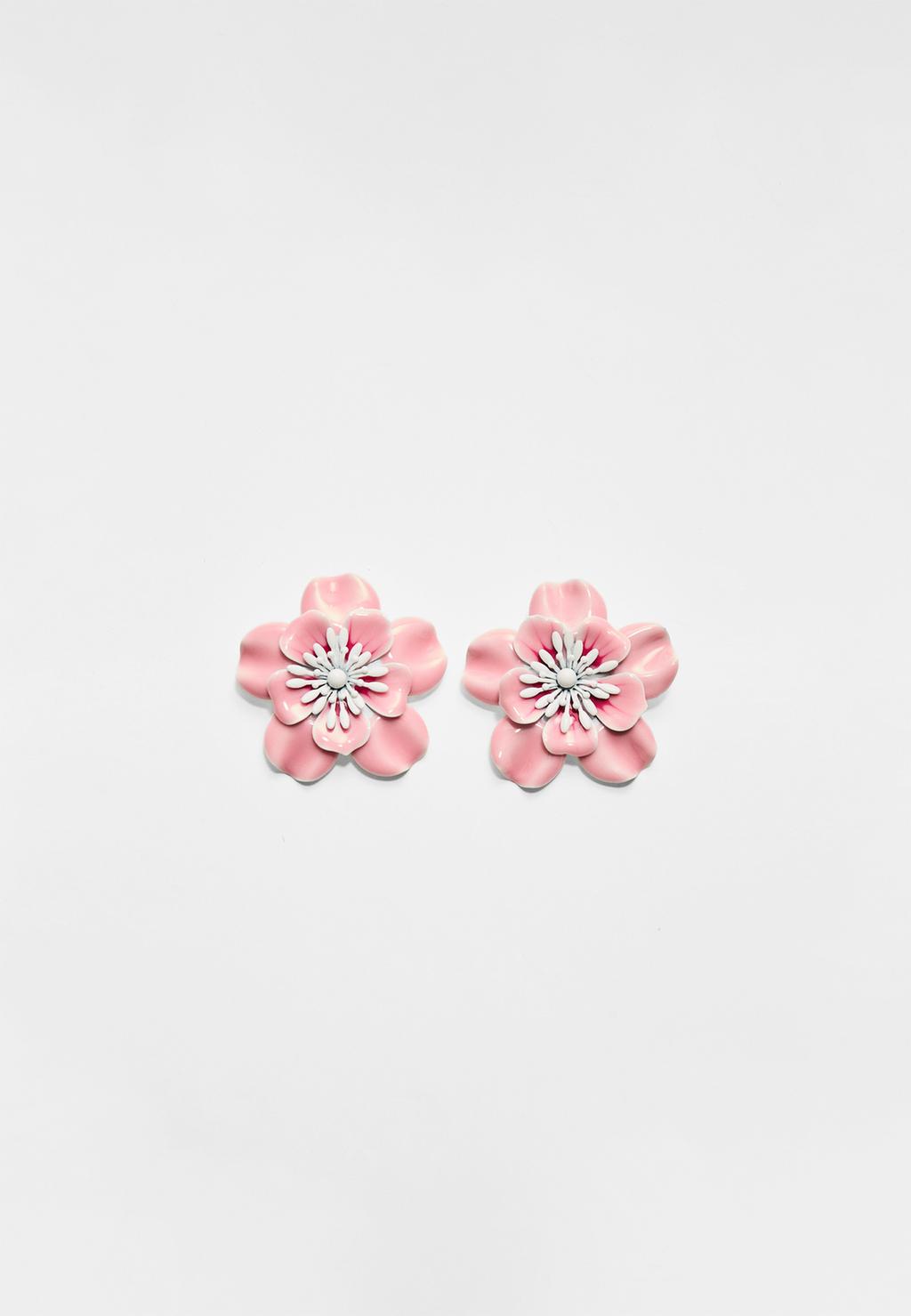 Enamelled flower earrings