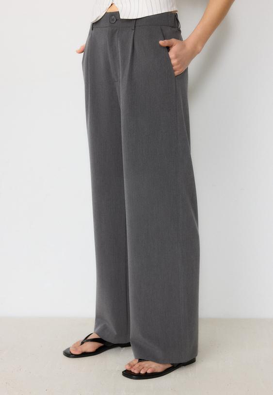Stradivarius Smart Straight-Leg Trousers Dark Grey 6