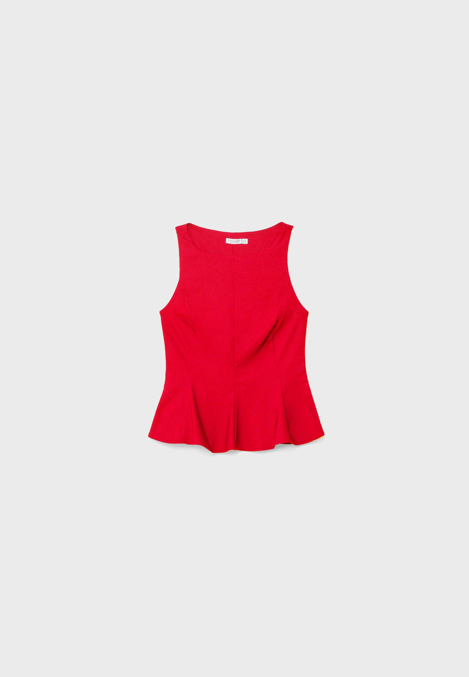 Sleeveless peplum top — Red
