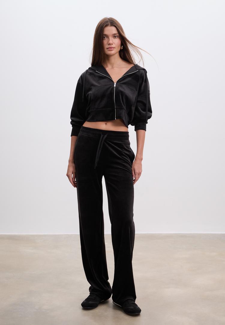 Stradivarius Sametové Kalhoty Jogger Black S