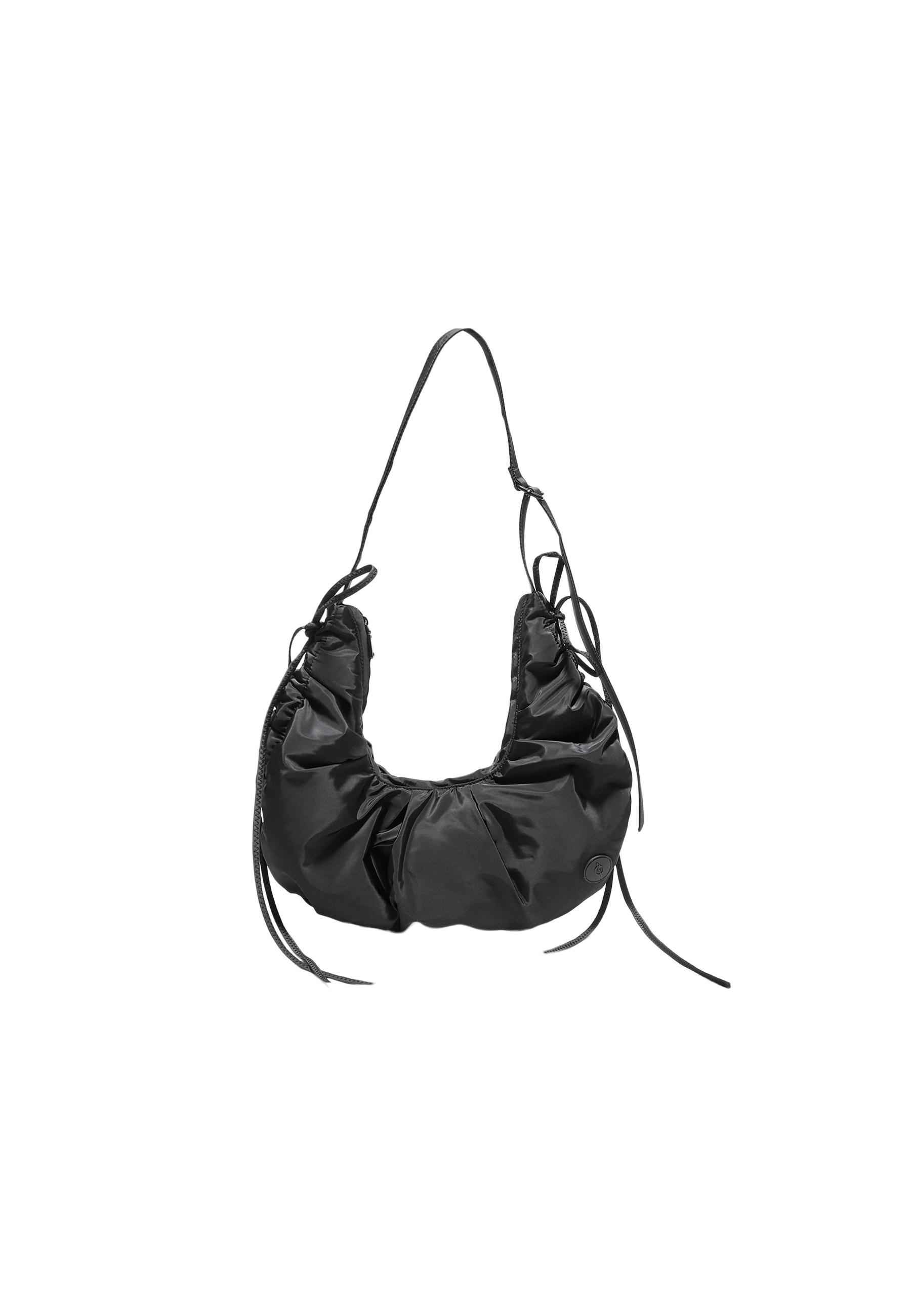 Ruched fabric crossbody bag — Black