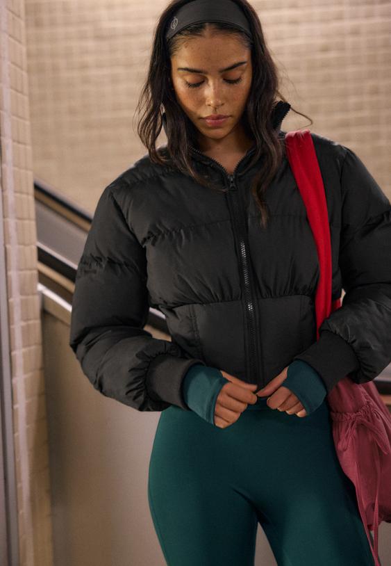 Stradivarius Padded Jacket With Corset-Style Detail Black L